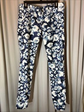 AG Adriano Goldschmied Blue and White Floral Print Women's Skinny Jeans